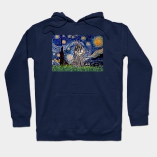 Silver Toy Poodle in Adapted Starry Night by Van Gogh Hoodie